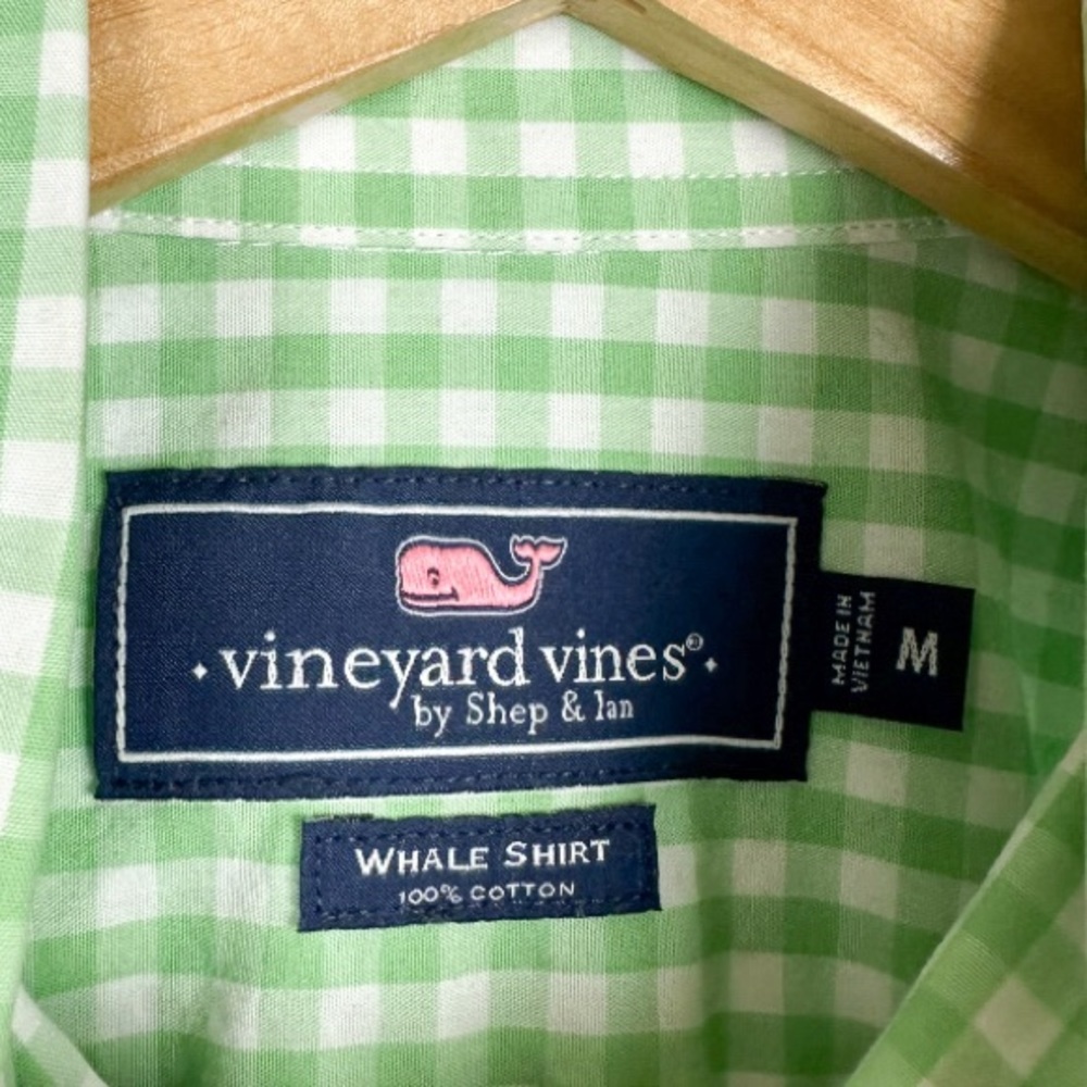 Vineyard Vines Whale Shirt Plaid Long Sleeve Button Down Shirt Green Size Medium - Picture 7 of 8